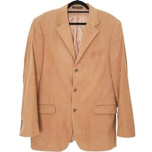 Vintage Geoffrey Beene Mens Corduroy 3 Button Blazer 42 L Tan Preppy Minimal